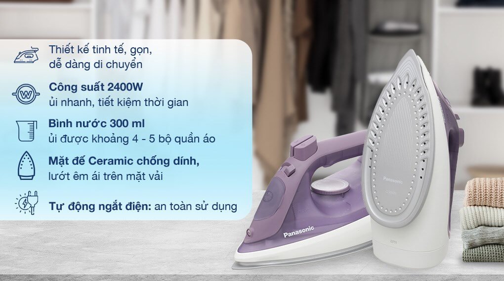 Bàn là hơi nước Panasonic NI-S630VRA 2400W