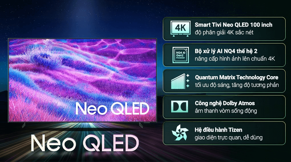 Smart Tivi Neo QLED Samsung AI 4K 100 inch QA100QN80FKXXV